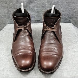 HesChung Men's Brown pebbled leather ankle boot lace-up men's SZ 39